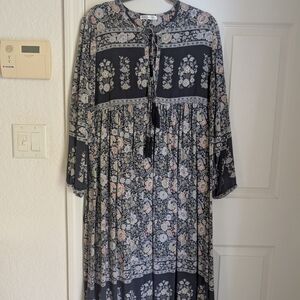 Black and White Casual Long Sleeve Sundress